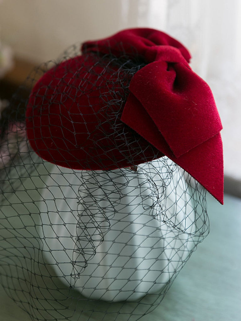 Retro Wine Red Bowknot Fascinator: timeless style reimagined