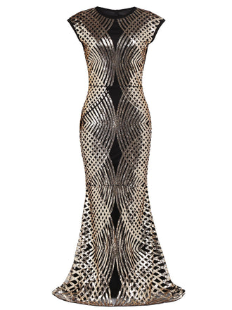Gold 1920s Sequin Maxi Dress