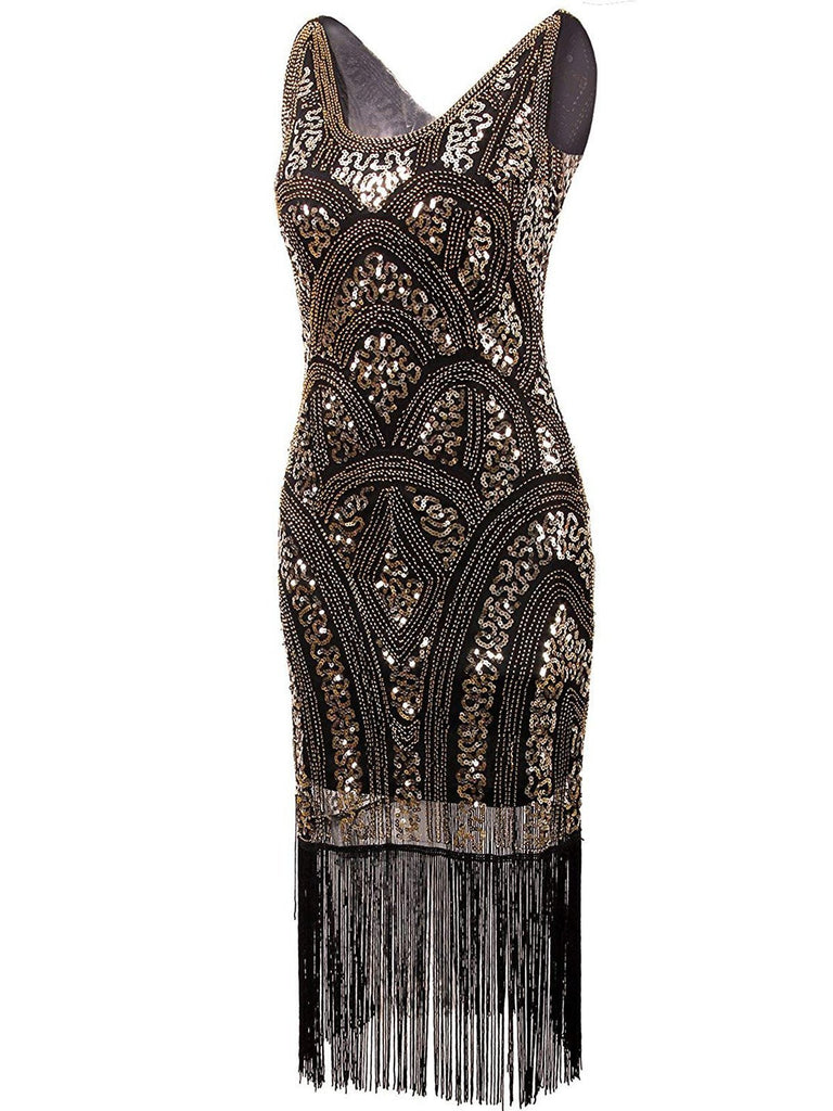 1920s Sequin Fringe Flapper Dress