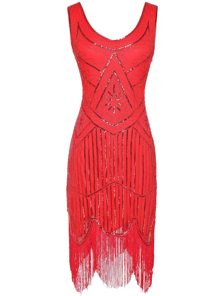 1920s Sequin Fringed Flapper Dresses