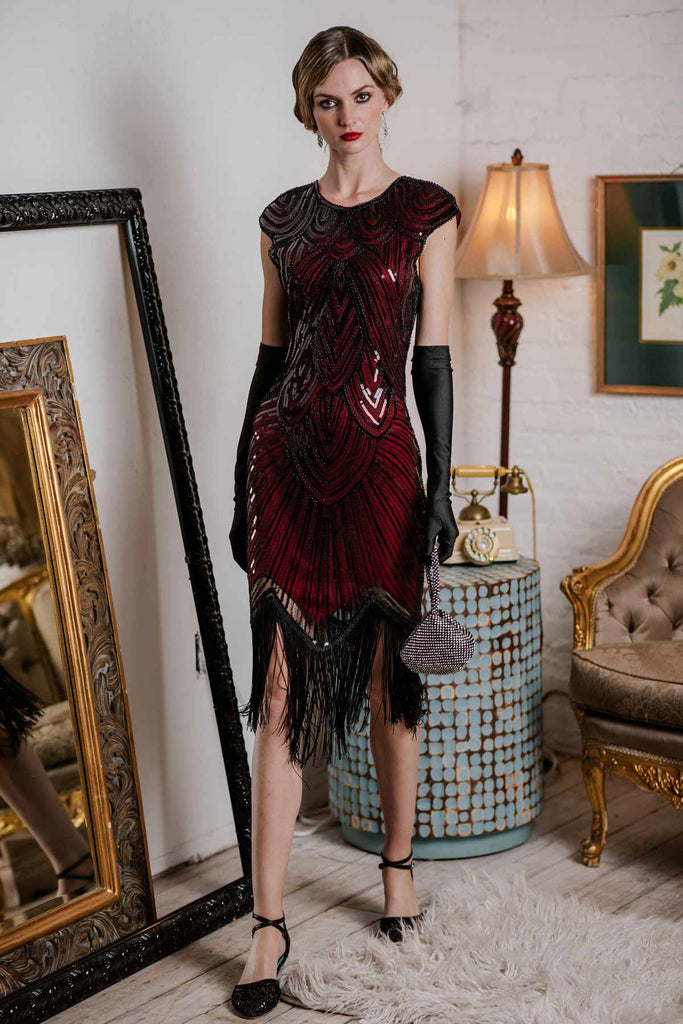 1920s Sequin Beaded Fringed Dress