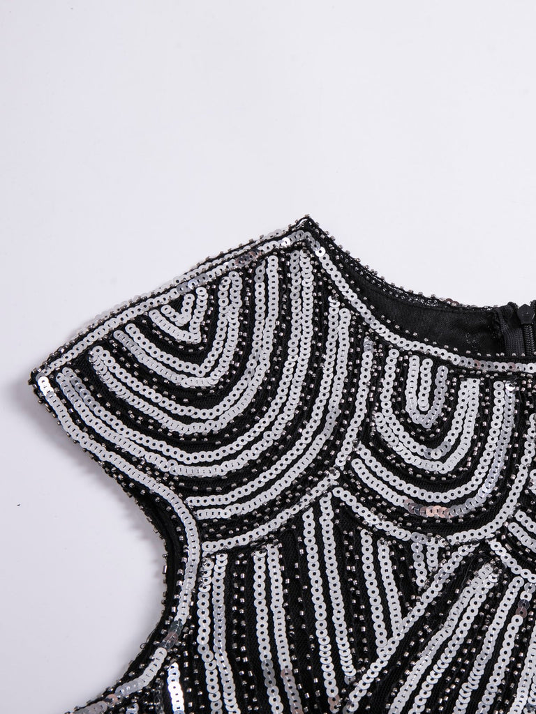 1920s Sequin Beaded Fringed Dress