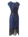 [US Warehouse] Blue 1920s Sequin Beaded Fringed Dress