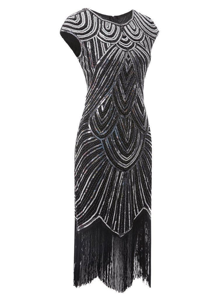 1920s Sequin Beaded Fringed Dress