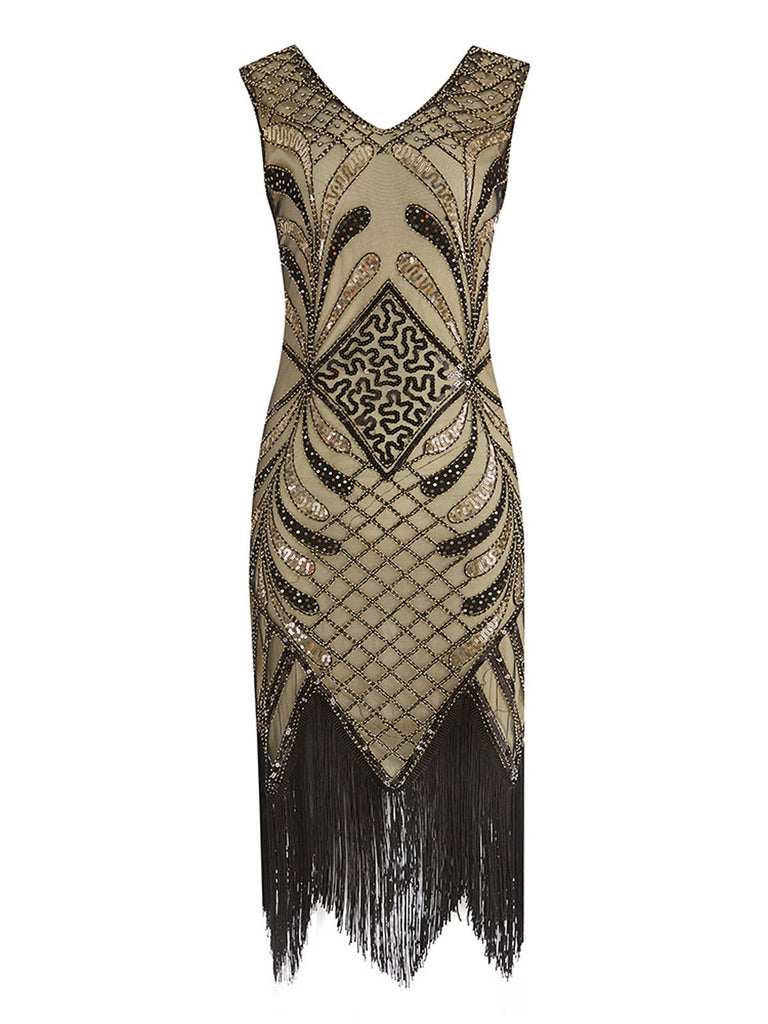 1920s Sequin Fringed Flapper Dress