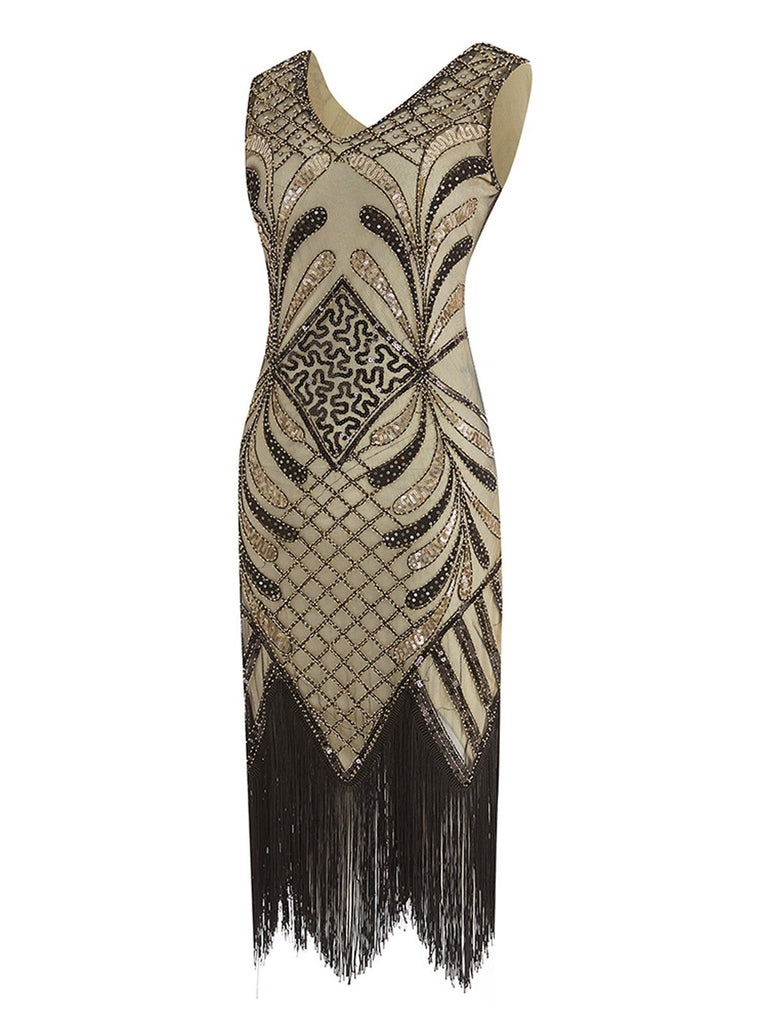 1920s Sequin Fringed Flapper Dress