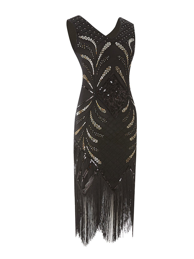 1920s Sequin Fringed Flapper Dress