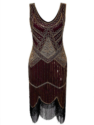 1920s Sequin Fringed Gatsby Dresses