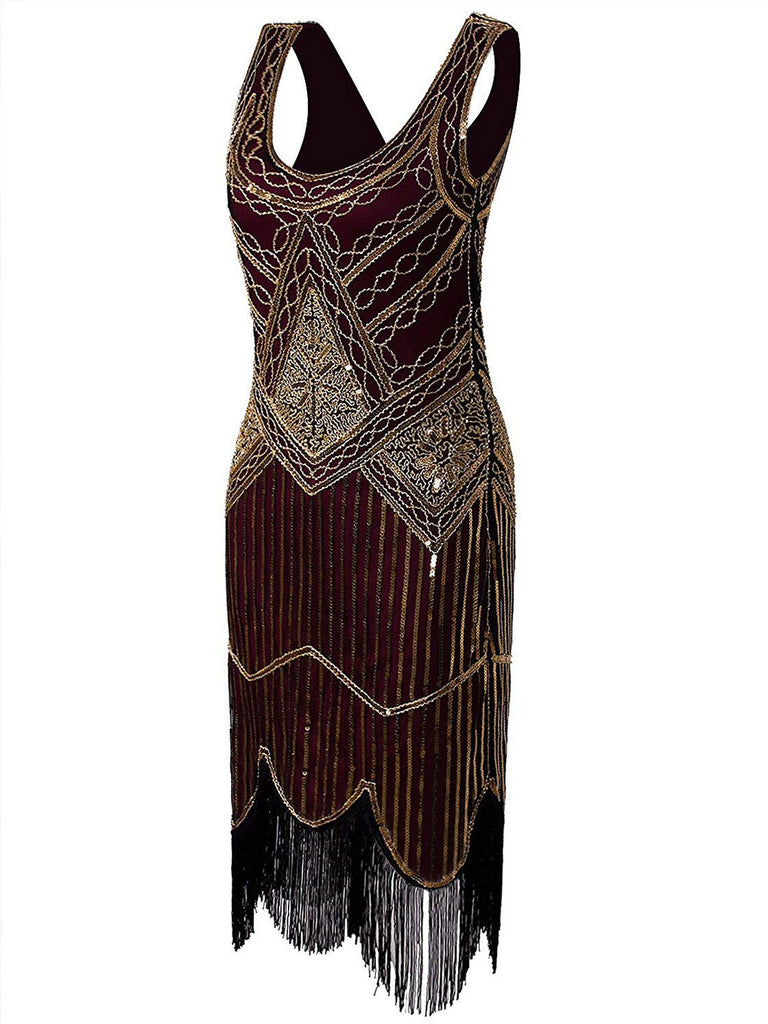 1920s Sequin Fringed Gatsby Dresses