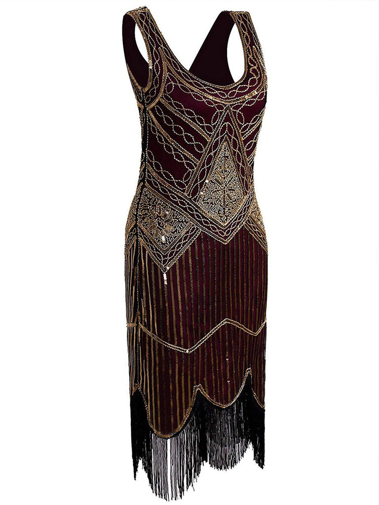 1920s Sequin Fringed Gatsby Dresses