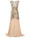 [US Warehouse] Apricot 1920s Sequin Maxi Flapper Dress - US