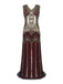 [US Warehouse] Wine Red 1920s Sequin Flapper Maxi Dress