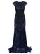 [US Warehouse] Blue 1920s Embroidery Sequin Maxi Dress