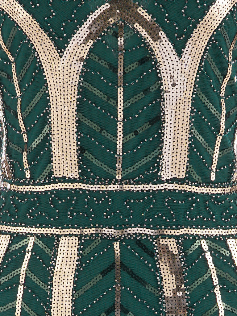 1920s Leaves Sequined Tassel Dress