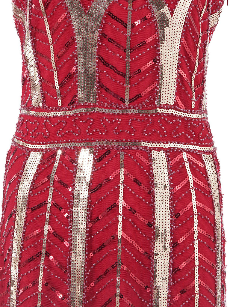 1920s Leaves Sequined Tassel Dress