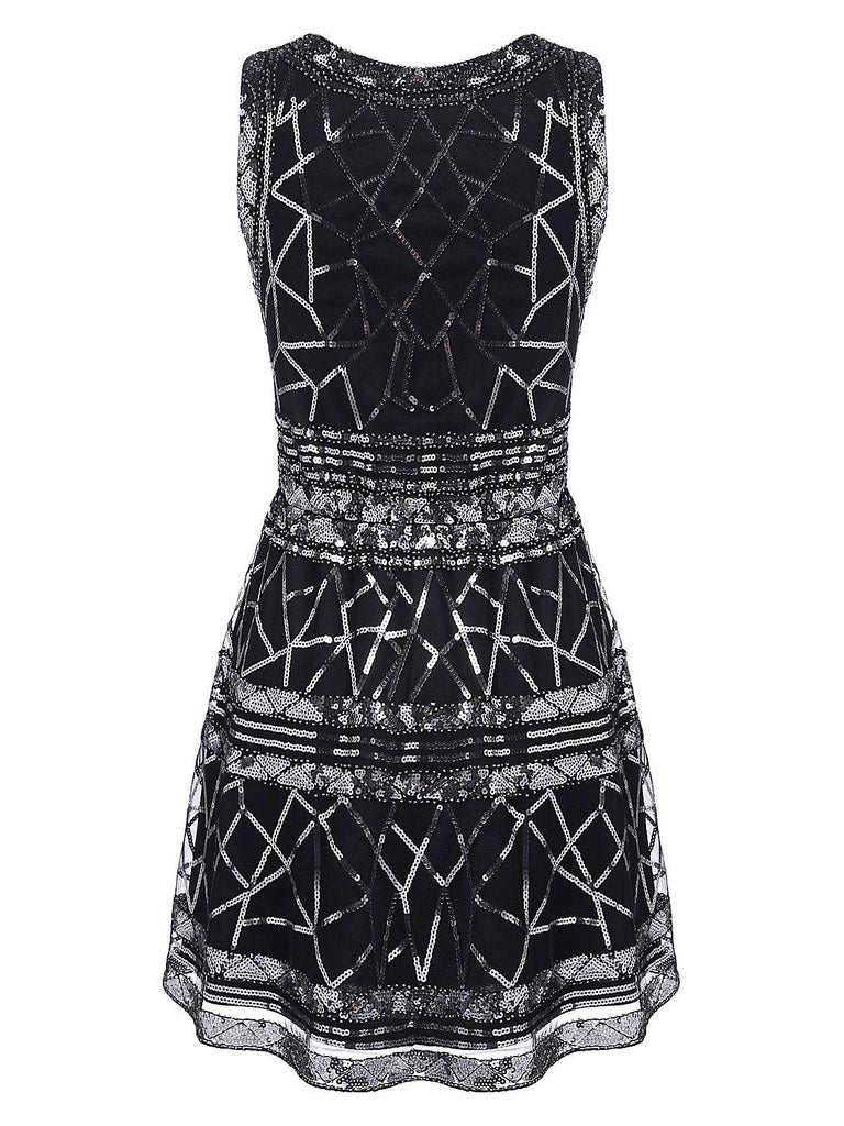 [US Warehouse] Black 1920s Geometric Sequined Dress