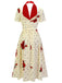 Beige 1930s Polka Dot Rose Patchwork Dress