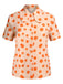 2PCS Orange 1960s Floral Shirt & Skirt