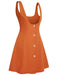 Orange 1960s Button A-Line Suspender Skirt