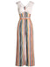 [Pre-Sale] 1930s Colorful Stripe V-Neck Sleeveless Jumpsuit