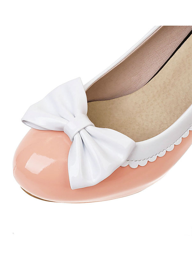 Retro Bowknot High Heels Shoes