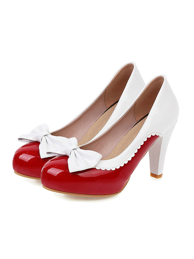 Retro Bowknot High Heels Shoes