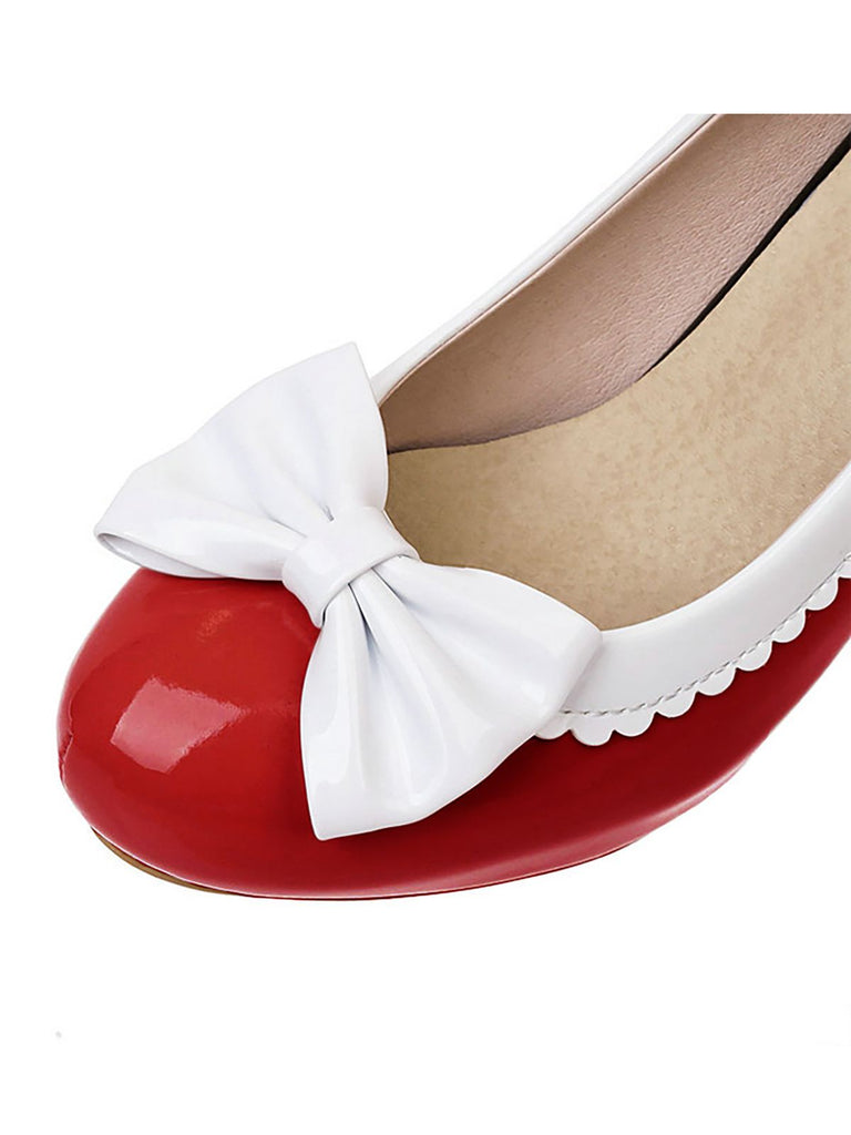 Retro Bowknot High Heels Shoes