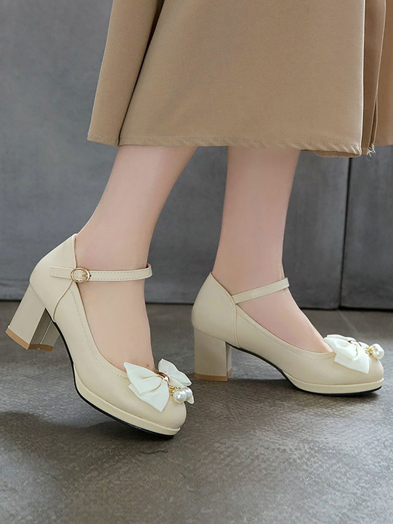 Retro Bowknot Mary Jane Shoes