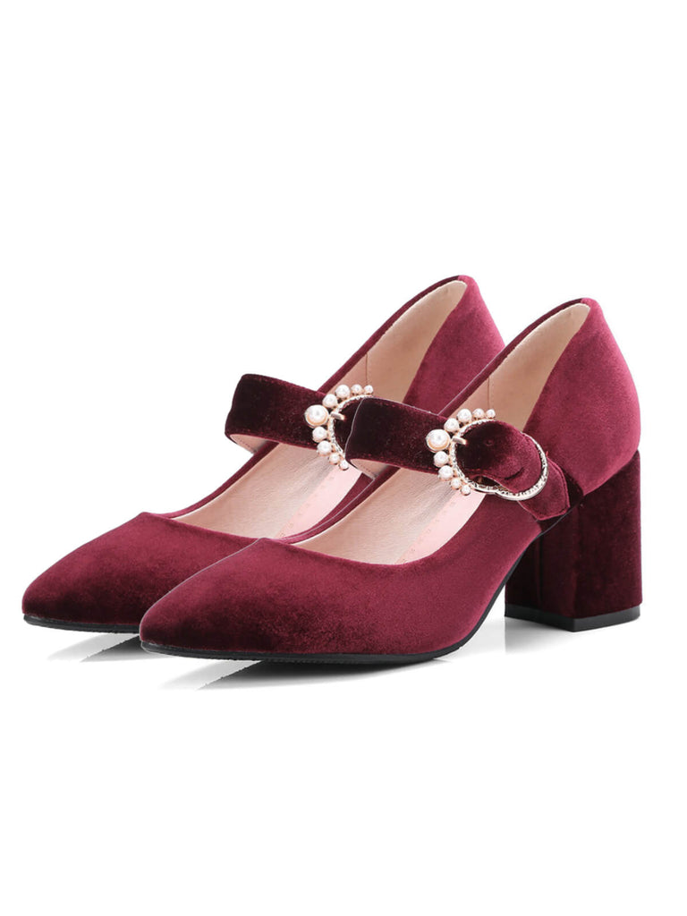 Retro Mary Jane Chunky High Heel Shoes