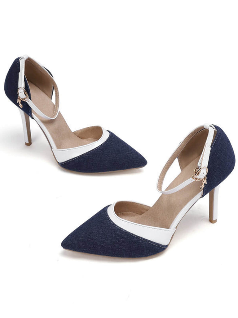 Retro Fabric Pointed High Heel Shoes