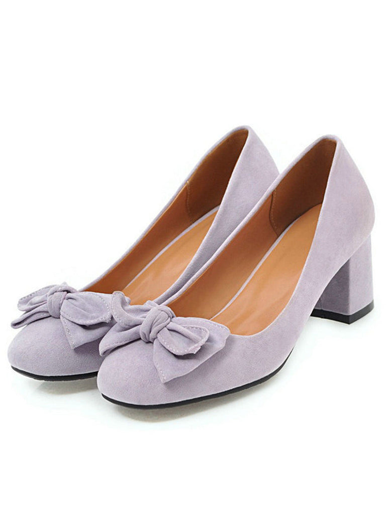 Solid Colored Bow-Knot Wedge Shoes