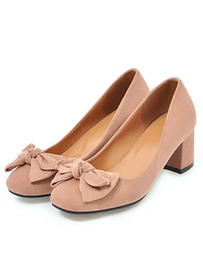 Solid Colored Bow-Knot Wedge Shoes