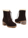 Retro Fleece Solid Color Chunky Heel Boots