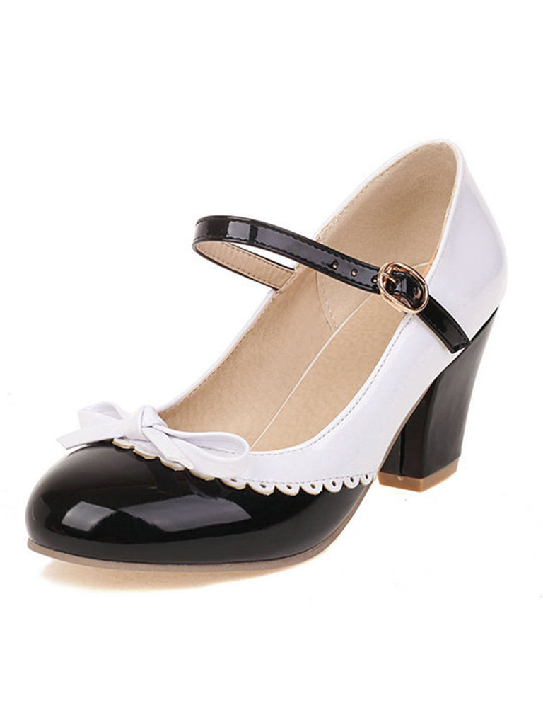 Bowknot Chunky Heels Mary Jane Shoes