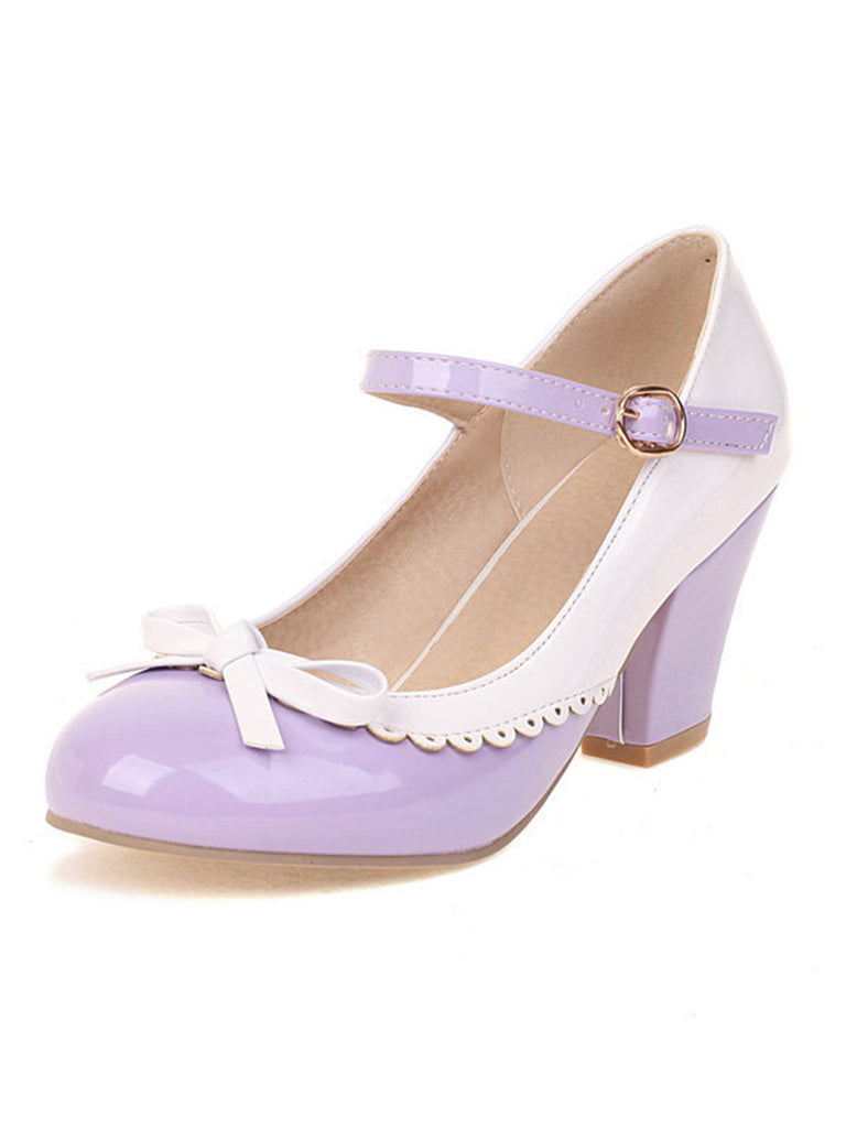 Bowknot Chunky Heels Mary Jane Shoes