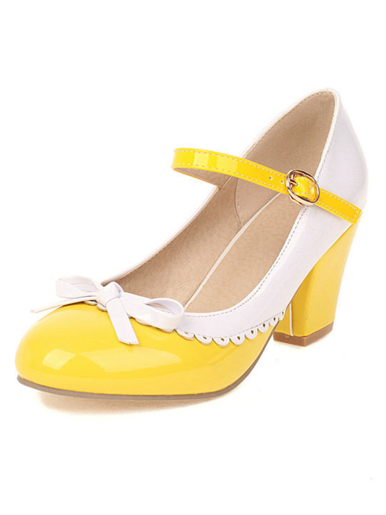 Bowknot Chunky Heels Mary Jane Shoes