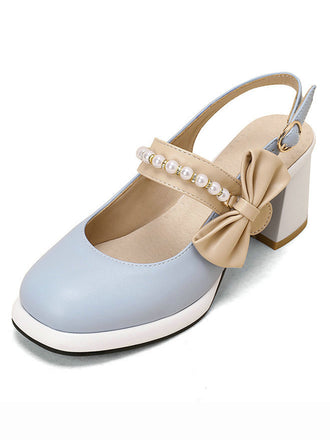 Retro Pearl Décor Sling Back Shoes