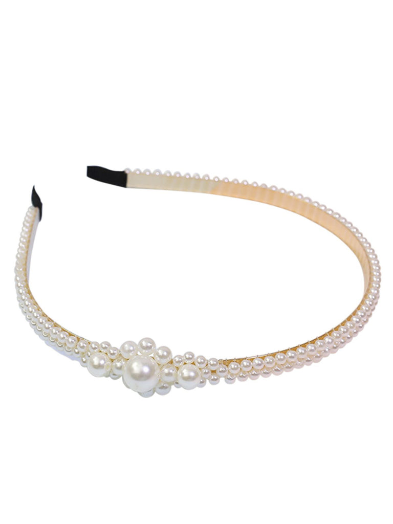 Retro White Pearls Headband