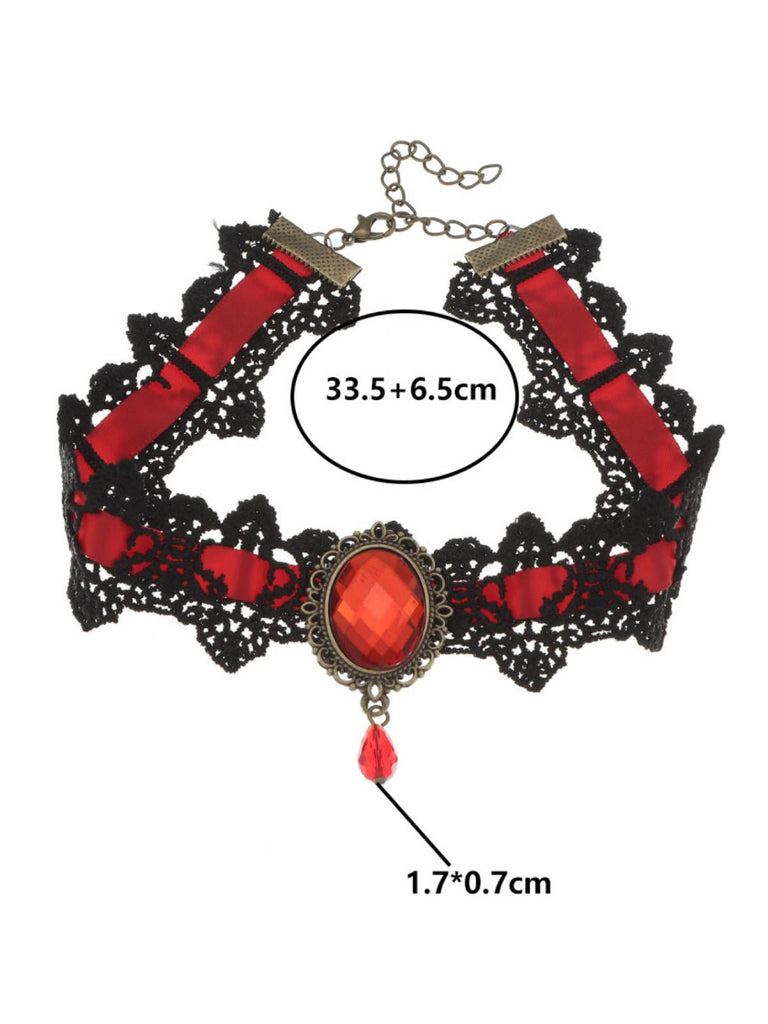 Black Retro Halloween Lace Necklace