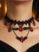 Retro Halloween Lace Bat Necklace