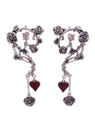 Halloween Rose & Heart Drop Earrings