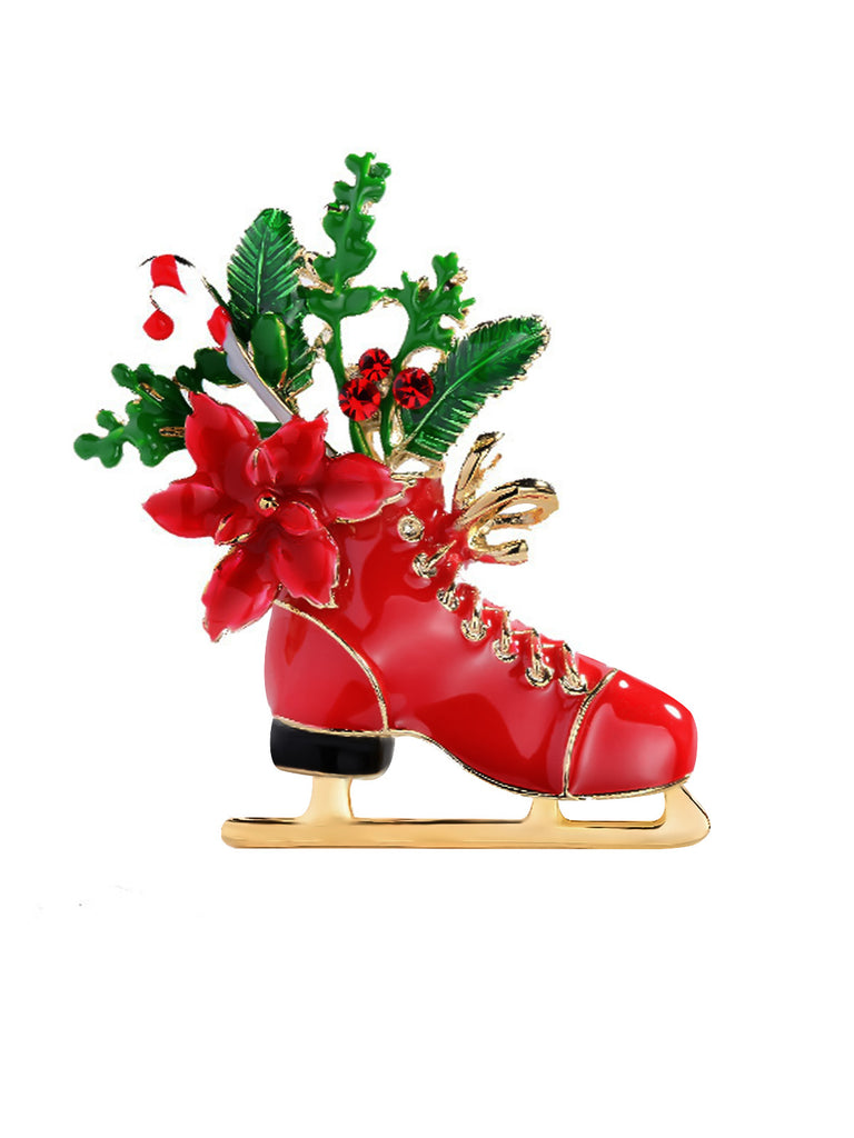 Retro Christmas Shoe Style Brooch