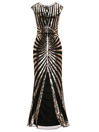 1920s Sequin Art Deco Maxi Dress