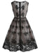 Black 1950s Lace Floral Swing Dress