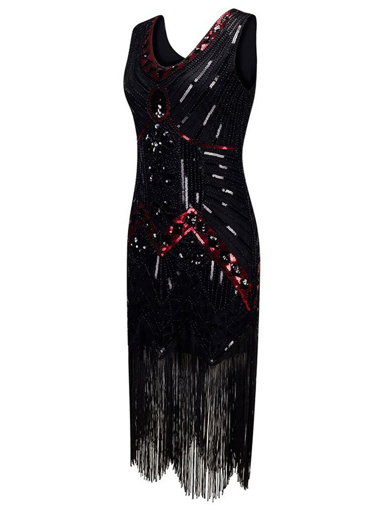 [Only shipping US] Black 1920s Beaded Fringed Flapper Dresses