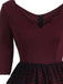 Wine Red 1950s Lace Patchwork Dress
