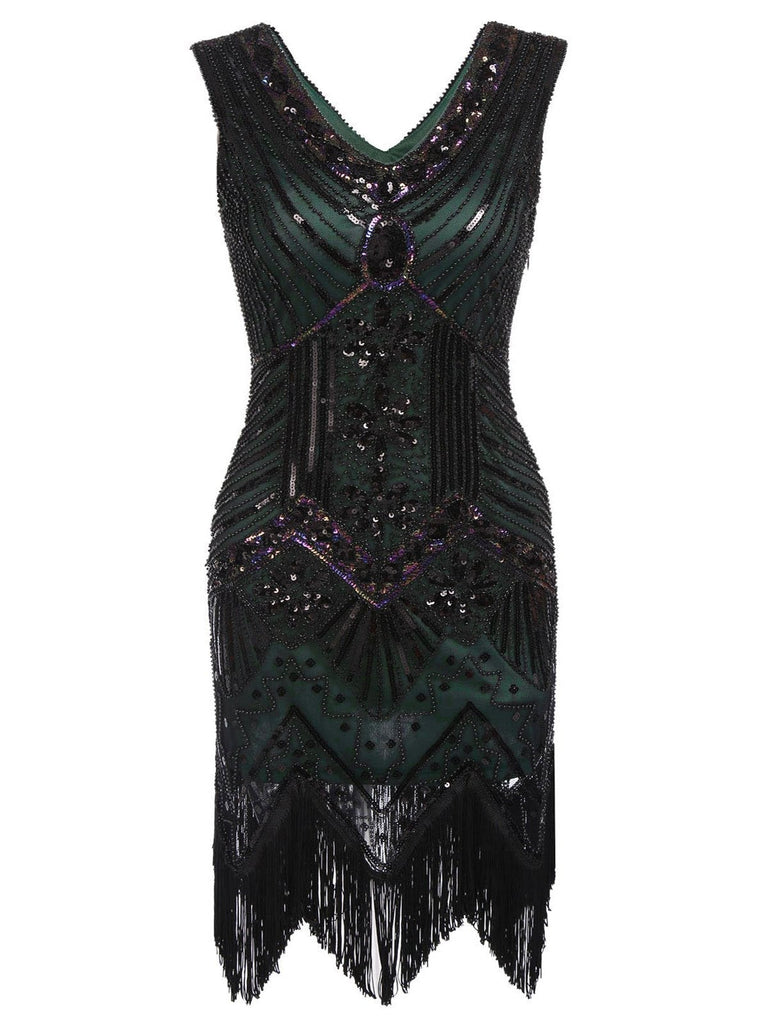 [US Warehouse] Green Plus Size 1920s Sequined Dress