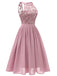 Pink 1950s Floral Lace Swing Dress