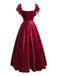 Wine Red 1950s Lace Satin Dress