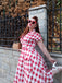 Red White 1950s Pockets Plaid Dress